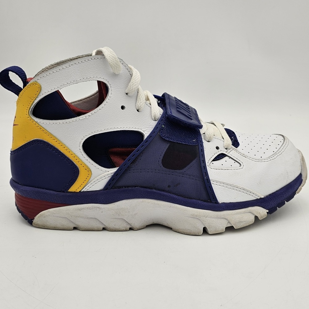 Nike Air Trainer Huarache White Blue Yellow Red Sneakers 679083-107 Mens 8.5